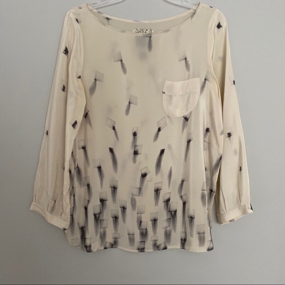 Kelly Wearstler 100% Silk Tan Geometric Blouse Top - Picture 1 of 11